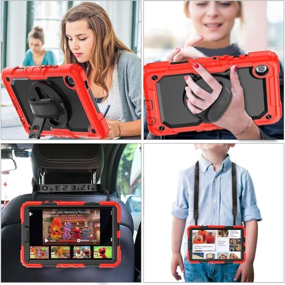 Samsung Galaxy Tab A9 Case Rotating Stand Shoulder Strap & Screen Protector 8.7" - Picture 2 of 6